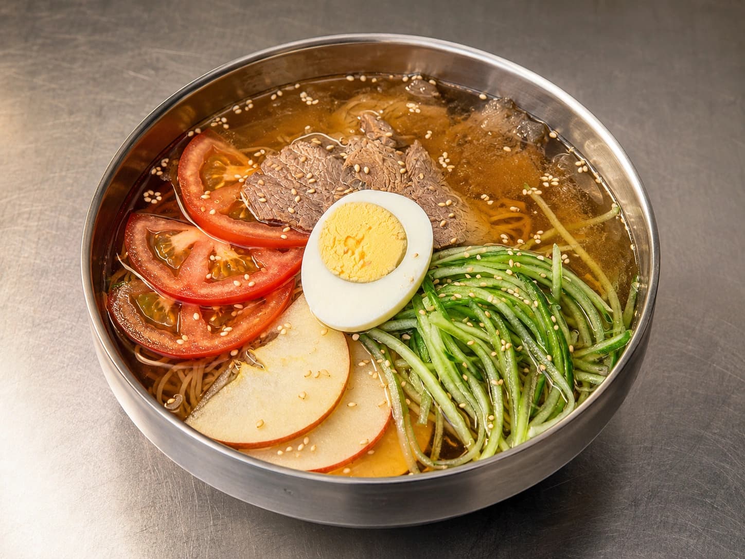 Massa fria coreana com vaca e legumes